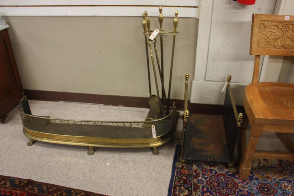 SIX PIECE BRASS FIREPLACE ACCESSORIES 33e03a