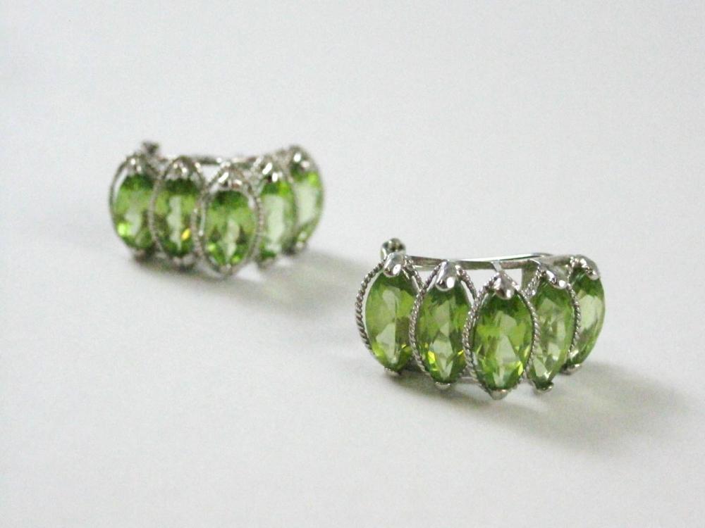 PAIR OF PERIDOT AND WHITE GOLD