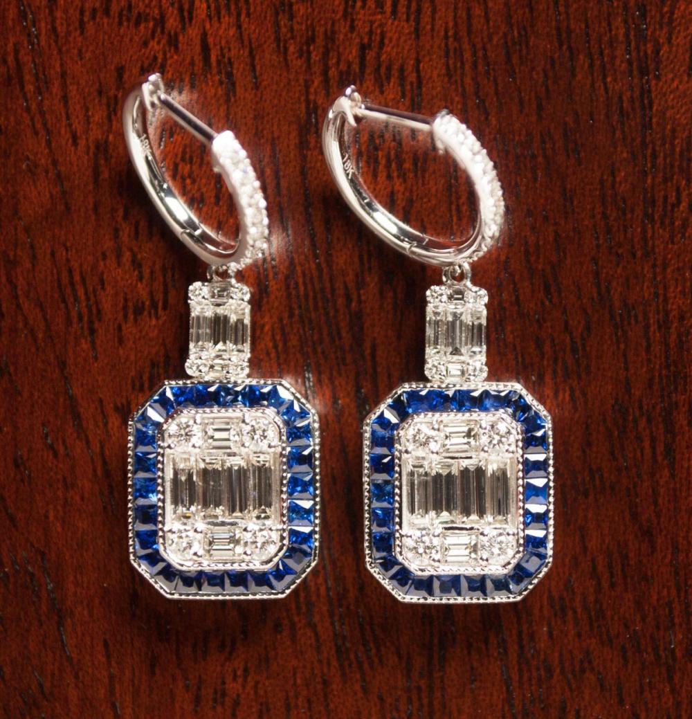 PAIR OF BLUE SAPPHIRE DIAMOND 33e093