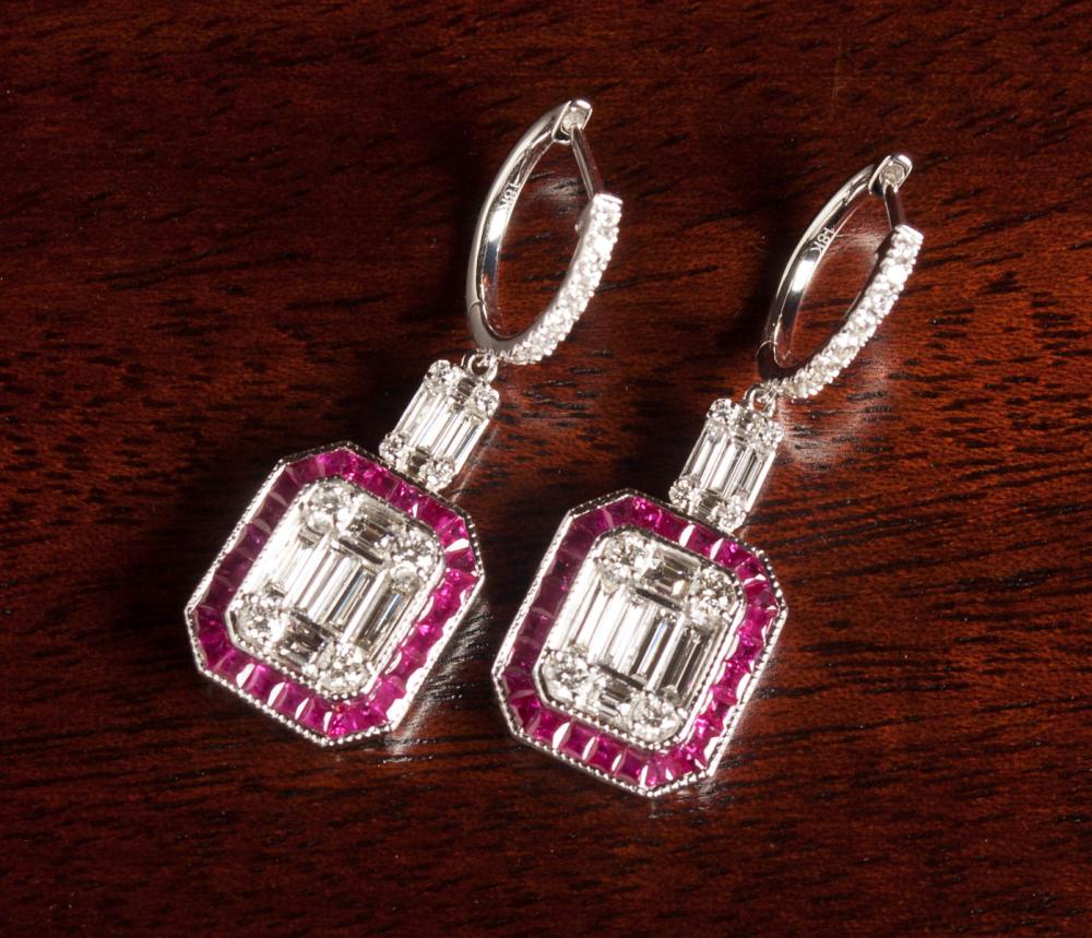 PAIR OF RUBY DIAMOND AND EIGHTEEN 33e0a0