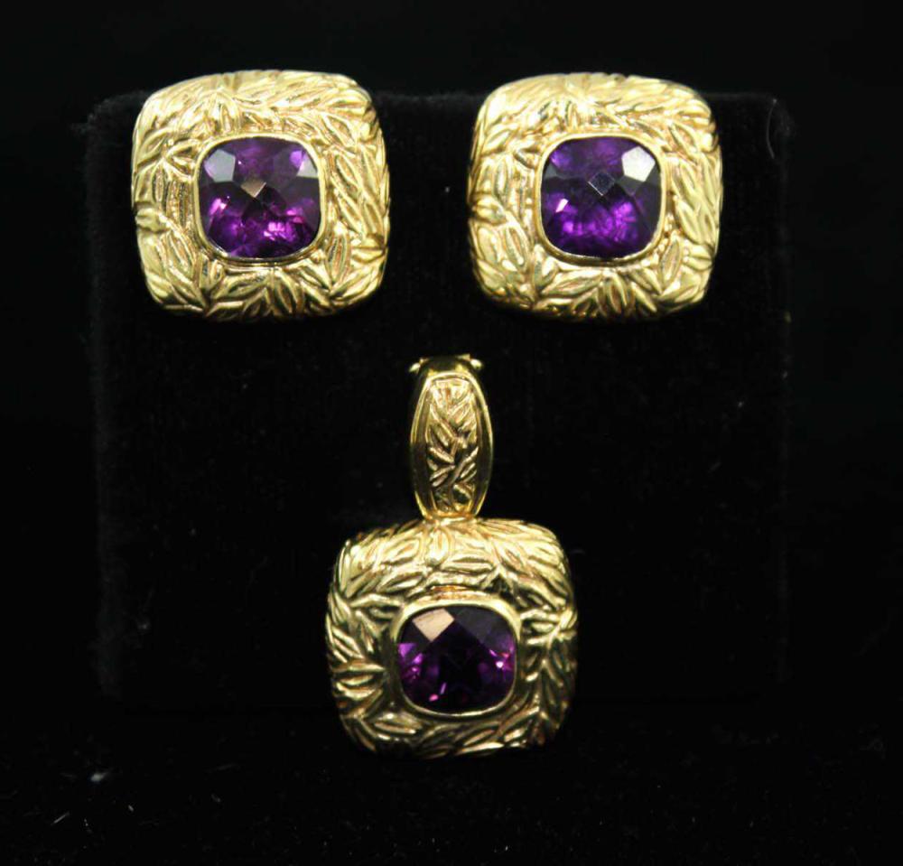 TWO PIECE AMETHYST AND YELLOW GOLD 33e0bb
