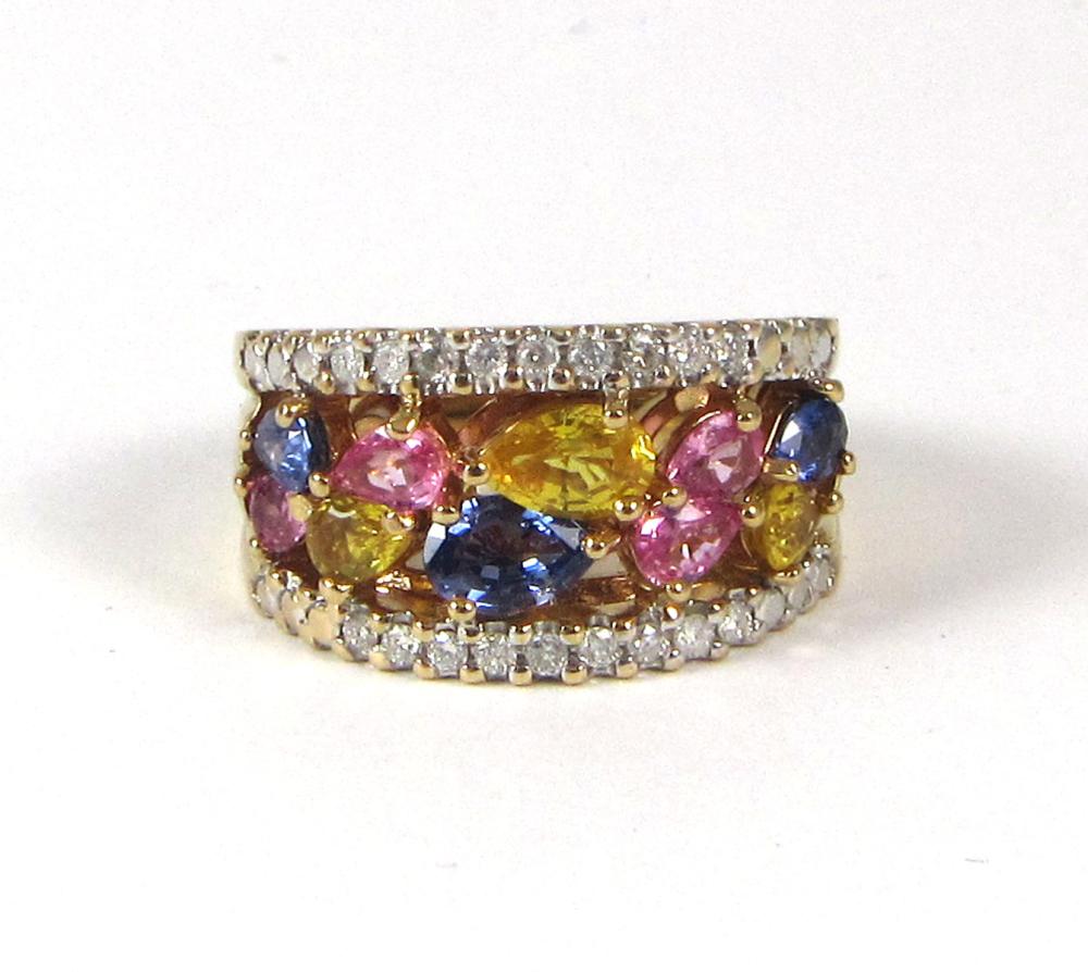 MULTI COLOR SAPPHIRE AND FOURTEEN