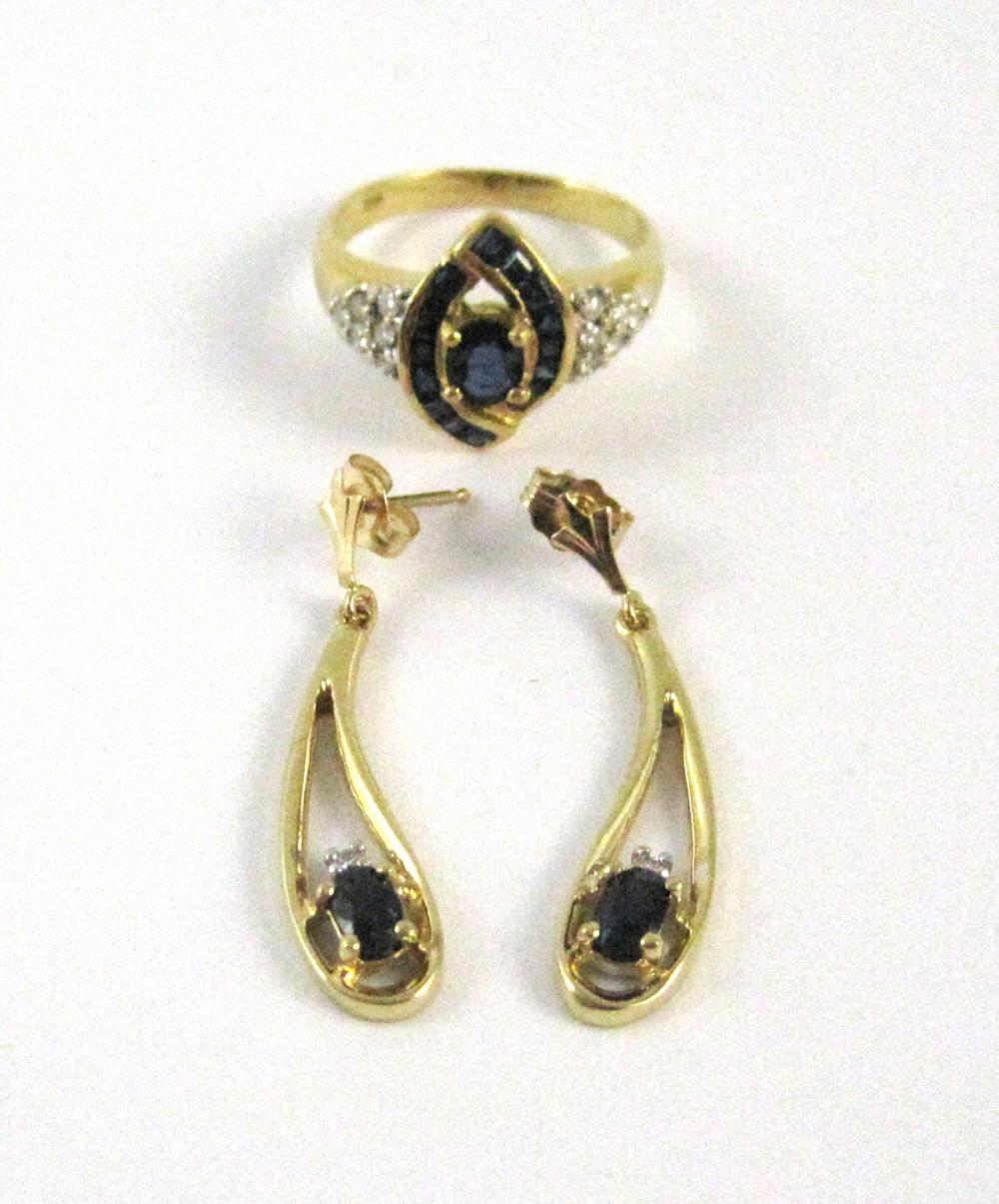 TWO ARTICLES OF SAPPHIRE AND DIAMOND