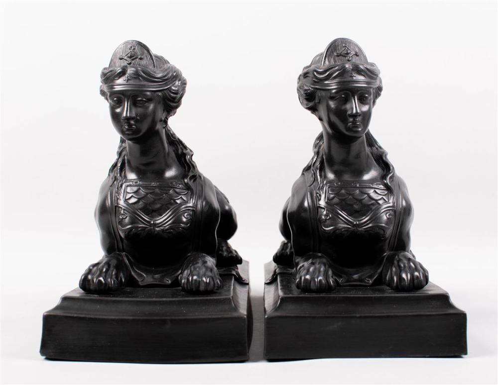 PAIR OF WEDGWOOD BLACK BASALT MODELS 33ba92