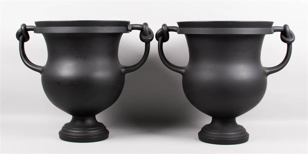 PAIR OF WEDGWOOD BLACK BASALT LARGE