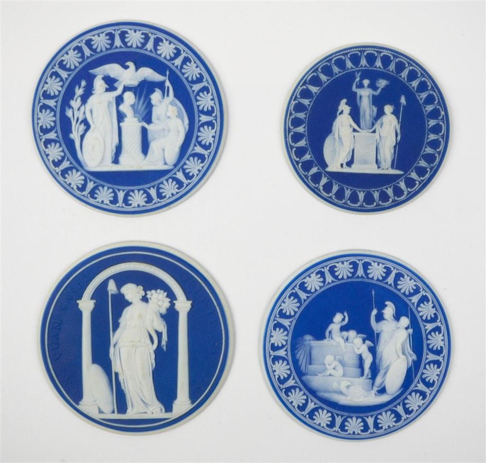 FOUR WEDGWOOD DEEP-BLUE DIP JASPERWARE