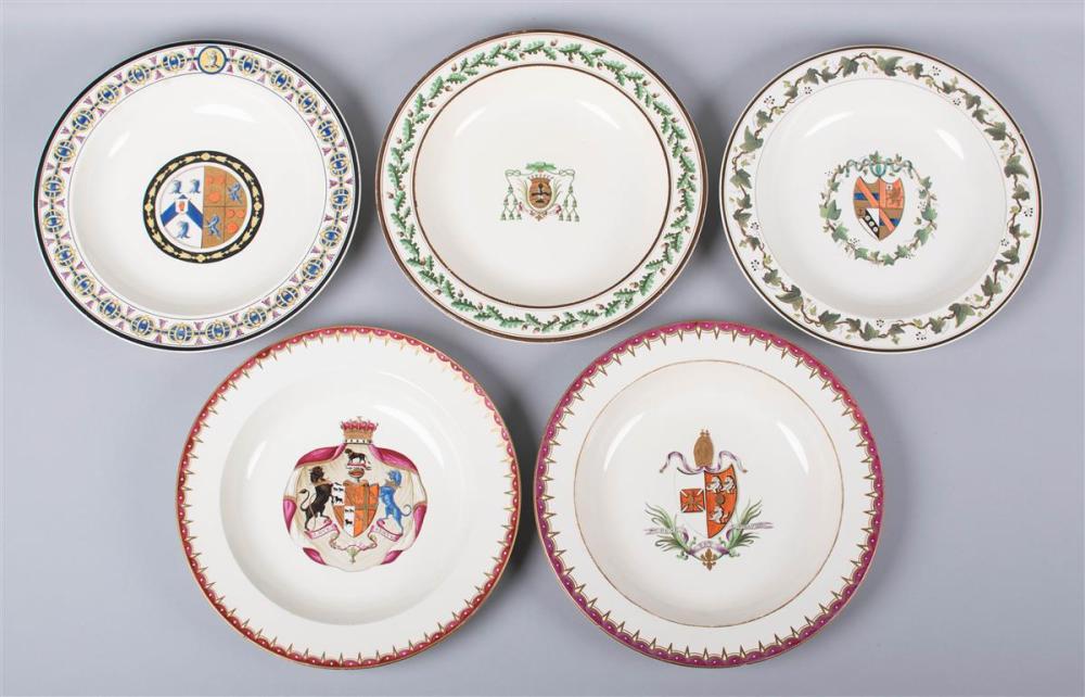 FIVE WEDGWOOD CREAMWARE ARMORIAL