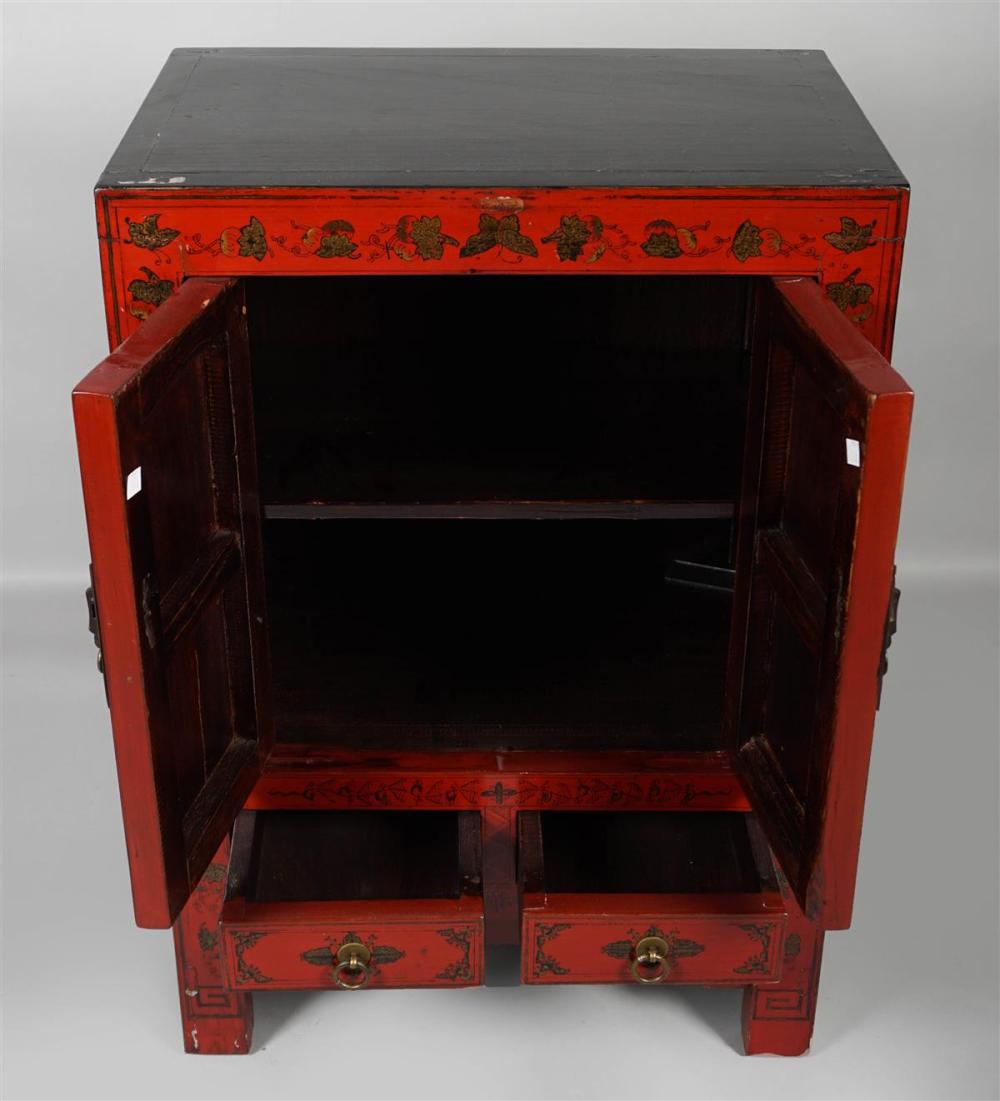 CHINESE STYLE GILT DECORATED SCARLET