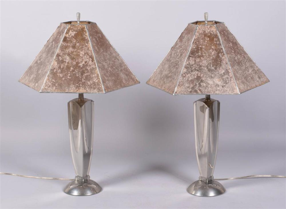 PAIR OF ART DECO STYLE LAMPS SIGNEDPAIR 33bc2d