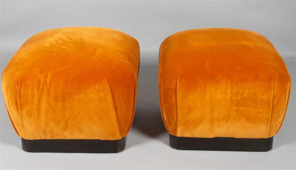 PAIR OF KARL SPRINGER STYLE POUFSPAIR