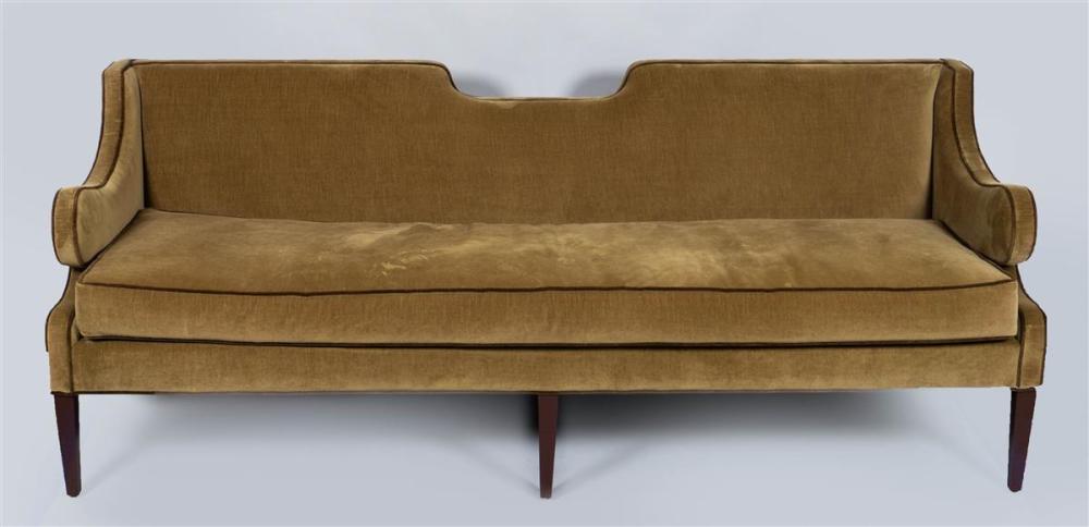 CONTEMPORARY BROWN LACQUER UPHOLSTERED