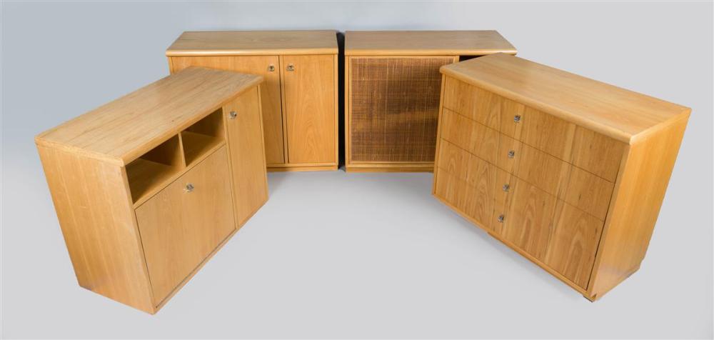 FOUR CONTEMPORARY FRUITWOOD VENEERED