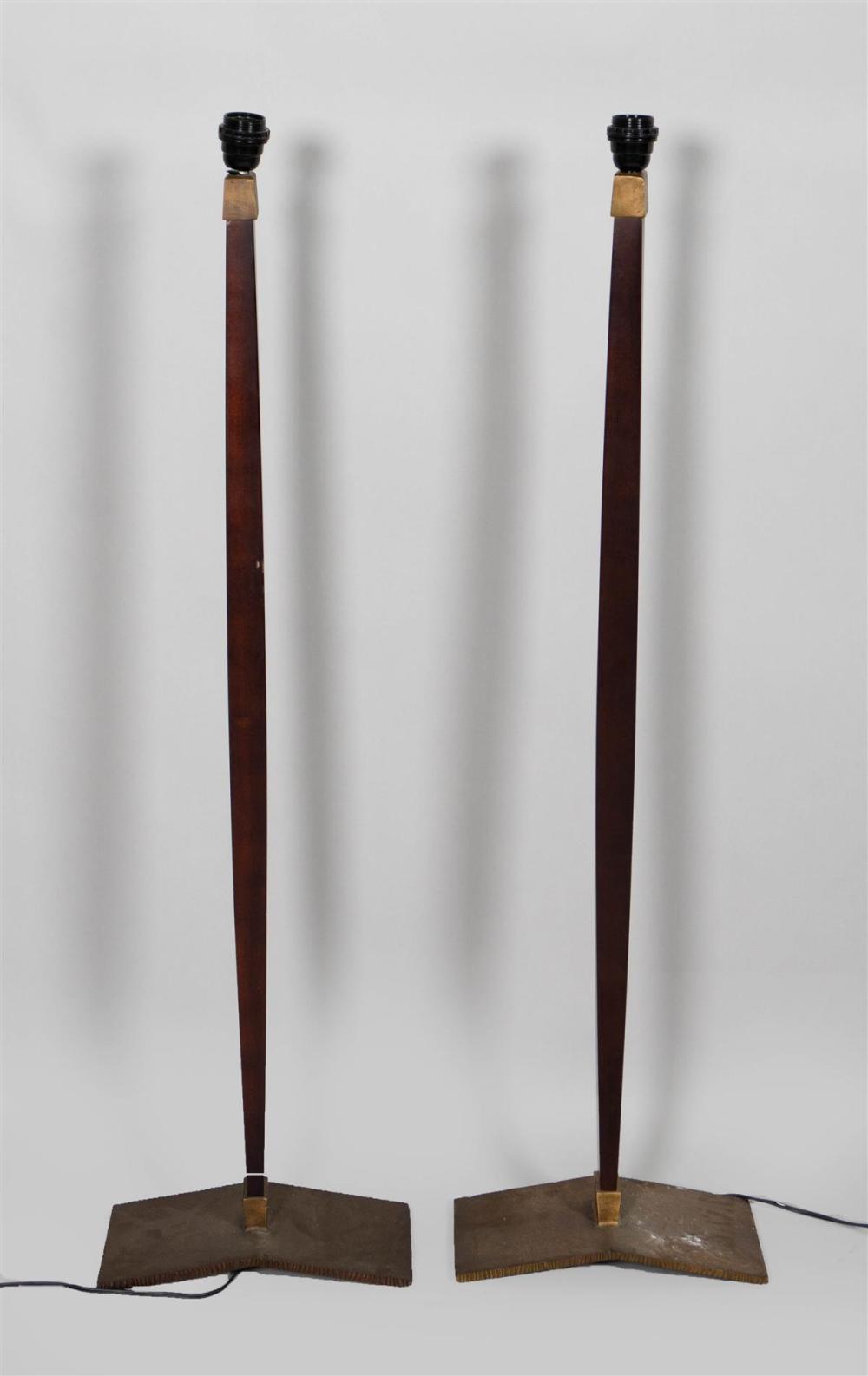 PAIR OF CONTEMPORARY IRON AND MAHOGANY