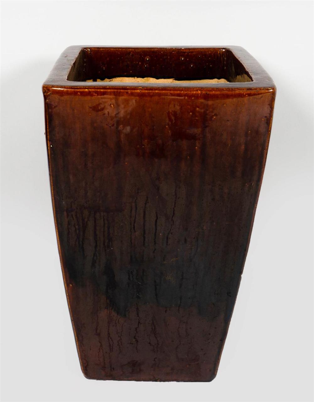 BROWN GLAZED EARTHENWARE POTBROWN