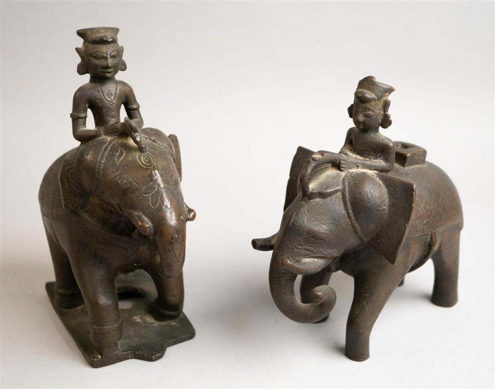 TWO INDIAN BRONZE MODELS OF ELEPHANTS