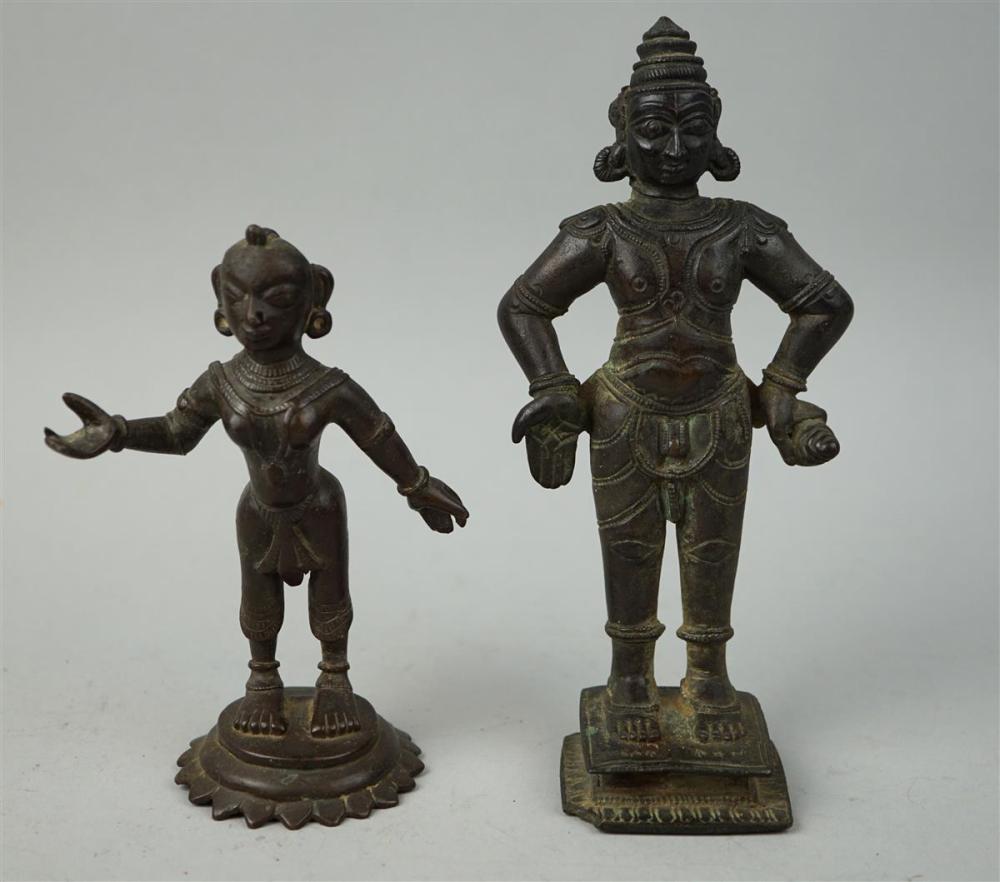TWO INDIAN SMALL BRONZE FIGURES,