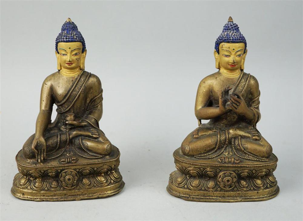 PAIR OF SINO-TIBETAN PAINT-HIGHLIGHTED