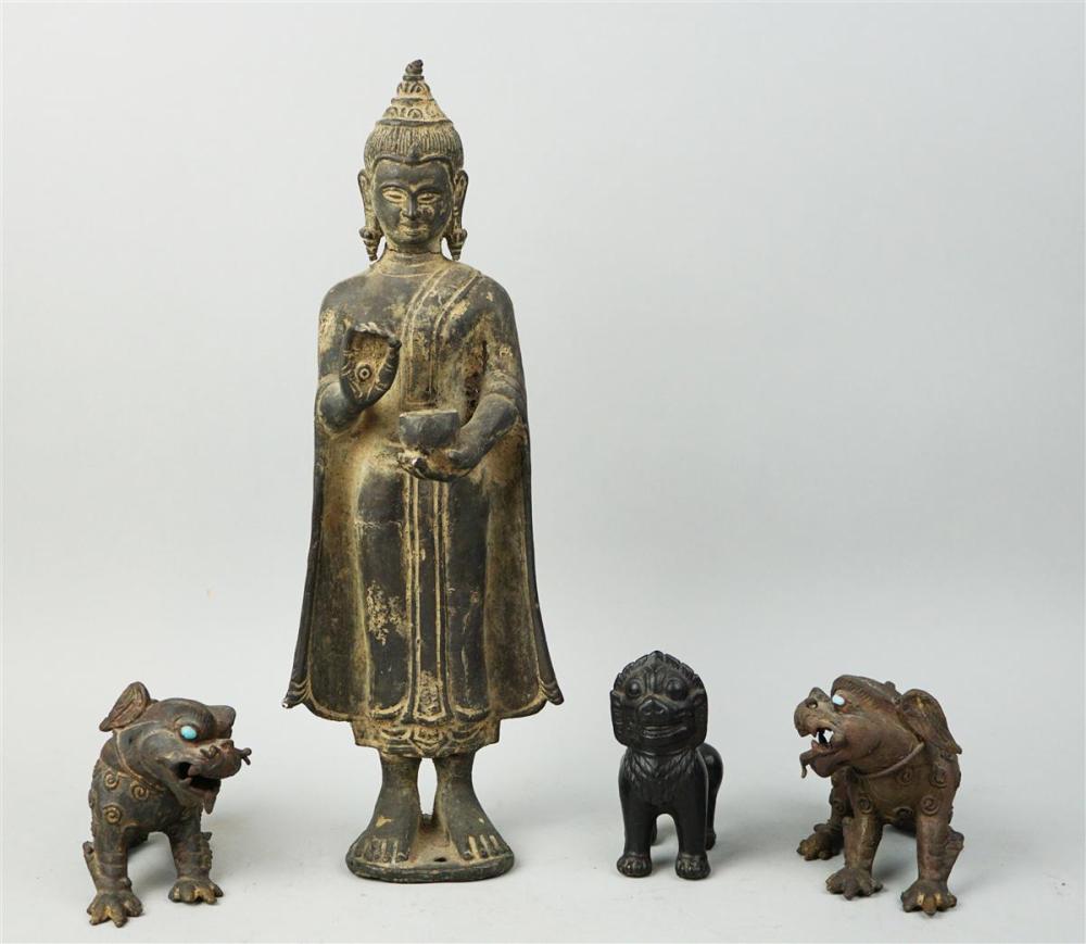 BLACK PAINTED POTTERY FIGURE OF BUDDHA