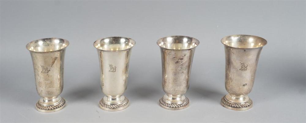 FOUR OLD SHEFFIELD PLATE CUPS,
