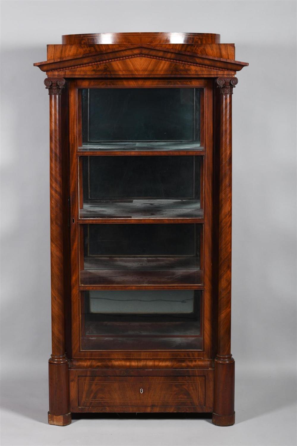 BIEDERMEIER INLAID MAHOGANY VITRINE,