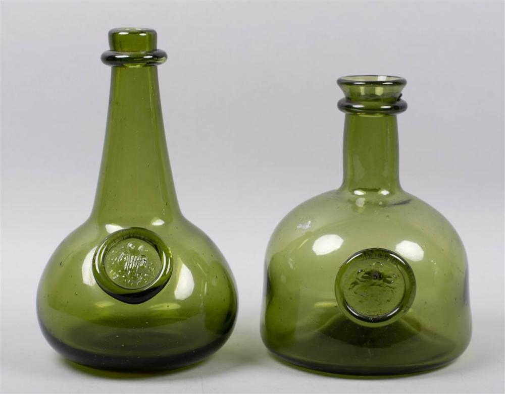 PAIR OF FRENCH GLASS WINE BOTTLES  33be46