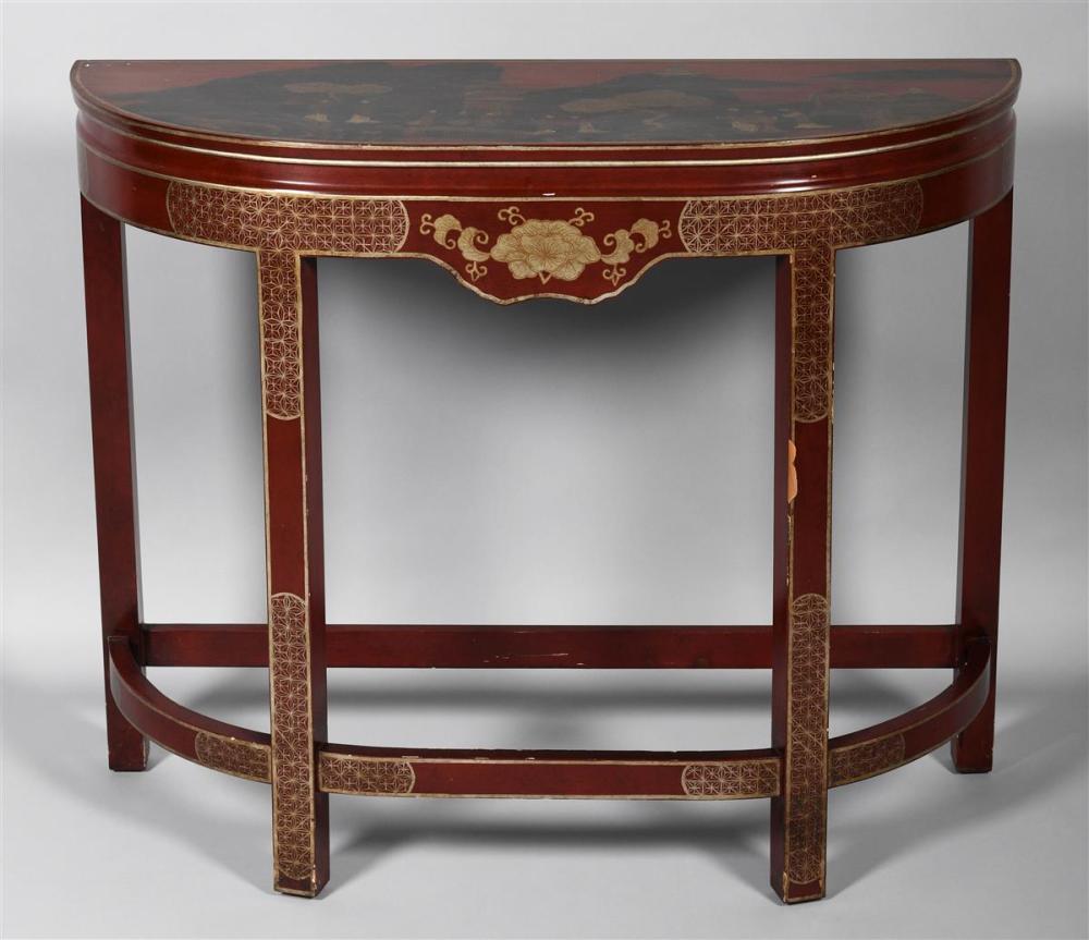 CHINOISERIE DECORATED SCARLET LACQUER