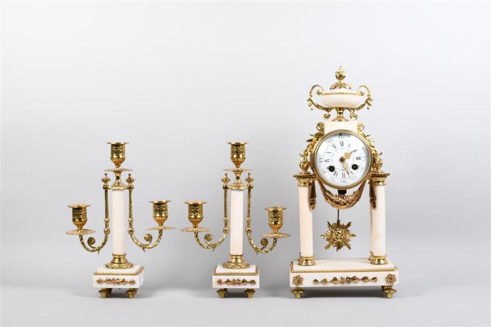 LOUIS XVI THREE PIECE WHITE MARBLE 33beaa