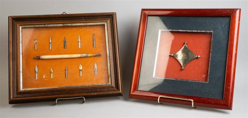 FRAMED FOUNTAIN PEN AND FOUR-POINTED