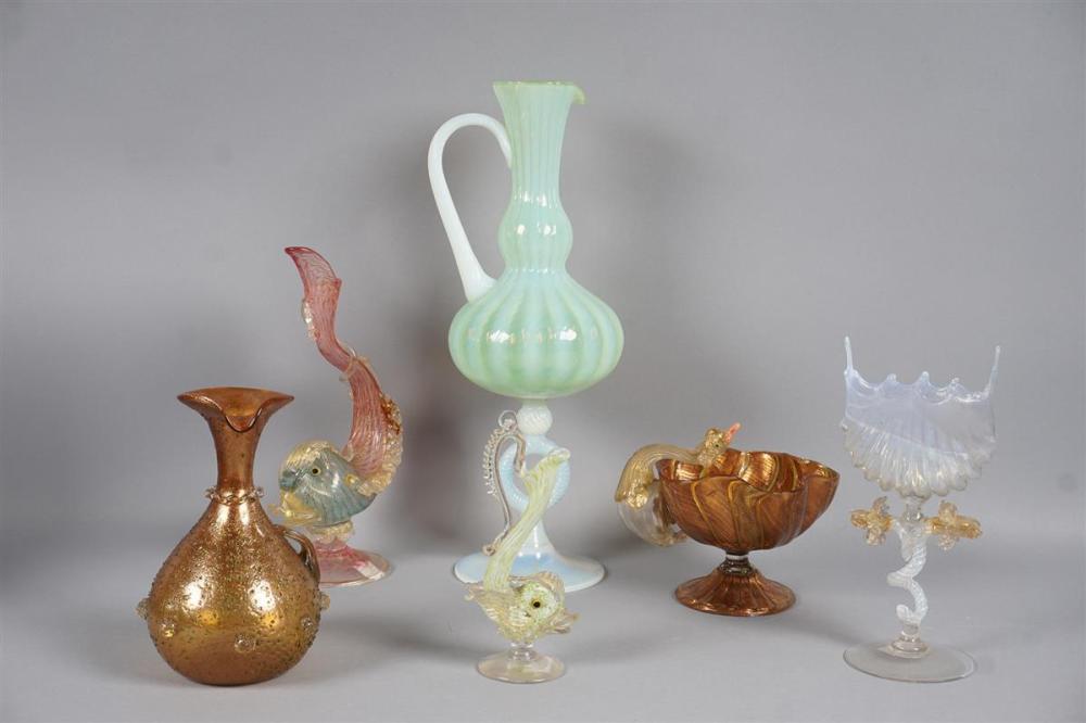 COLLECTION OF SIX VENETIAN GLASS