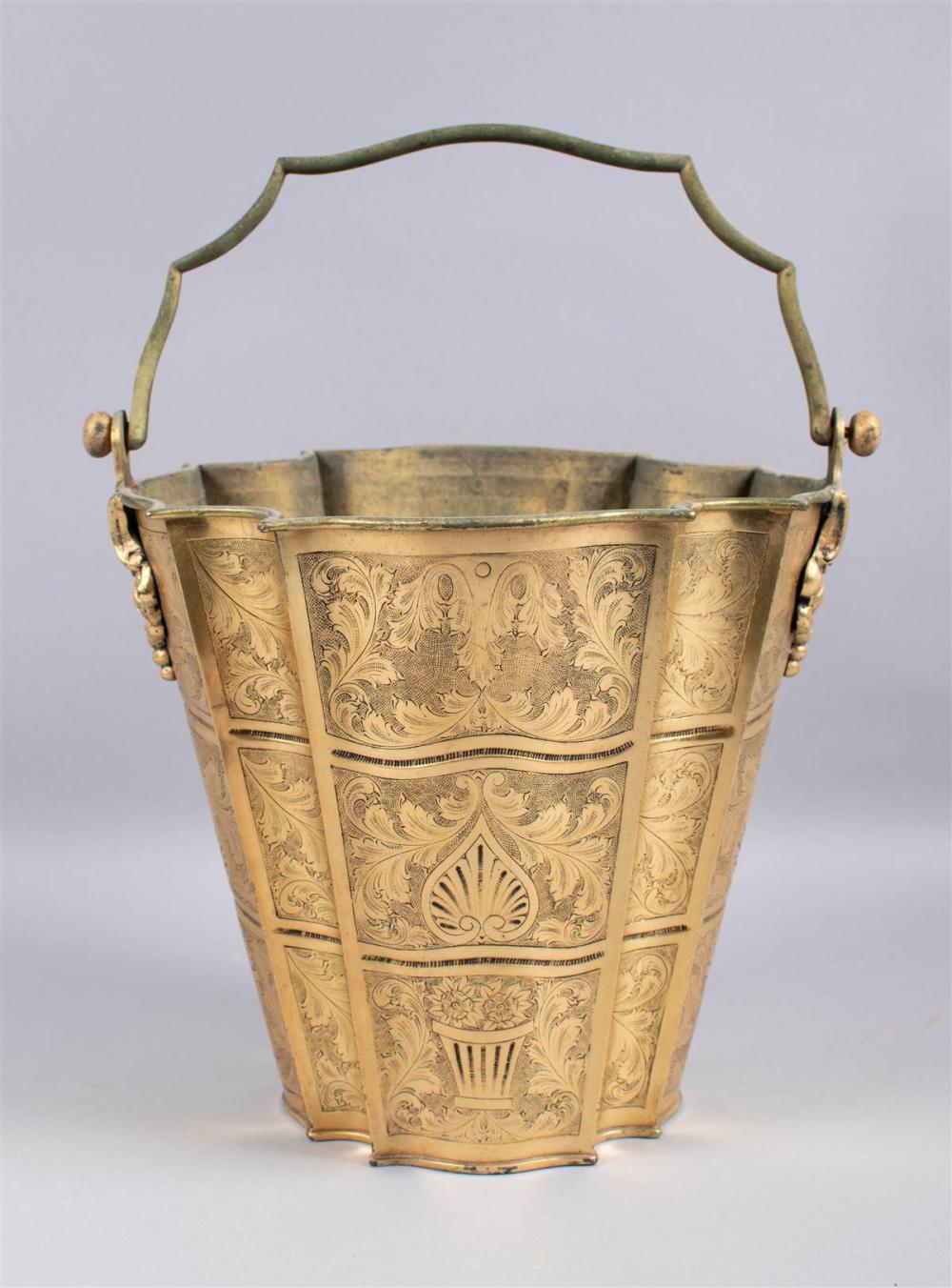 FRENCH INICISED GILT-BRASS BUCKET,