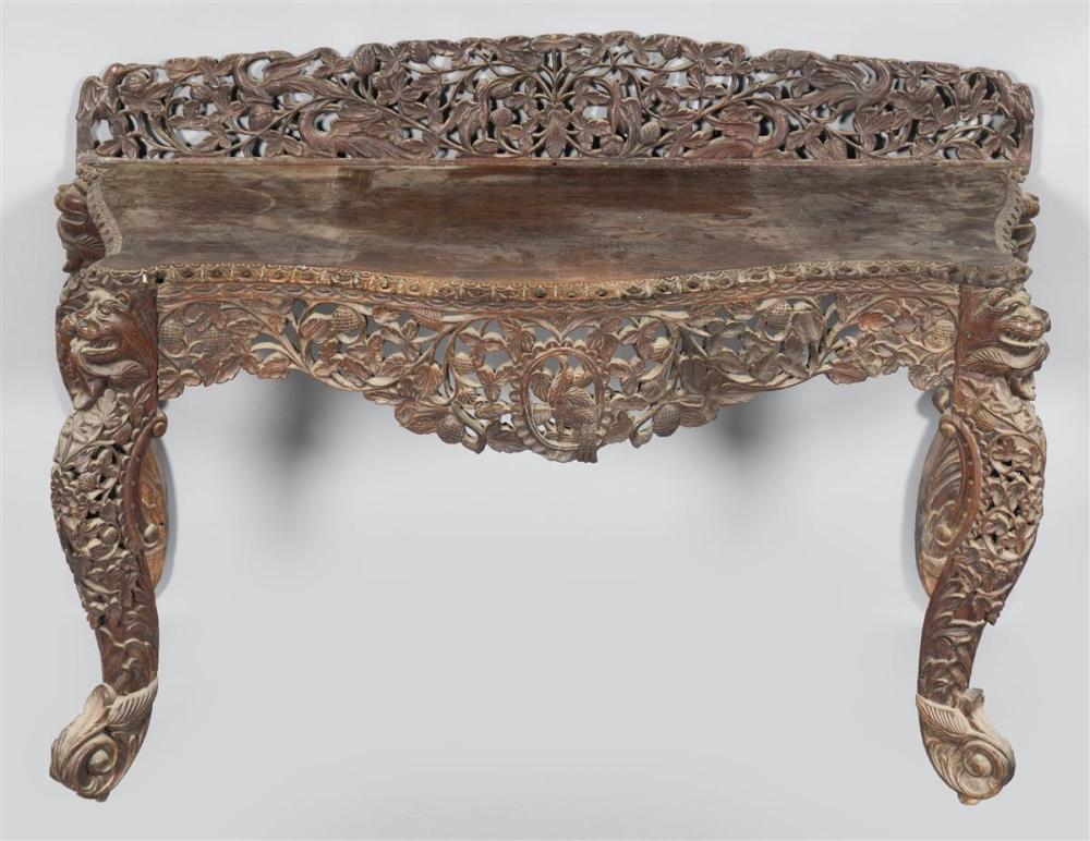 SOUTHEAST ASIAN CARVED TEAK CONSOLE  33beec
