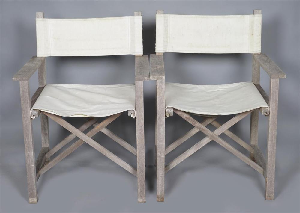 PAIR OF TEAK FOLDING ARMCHAIRSPAIR