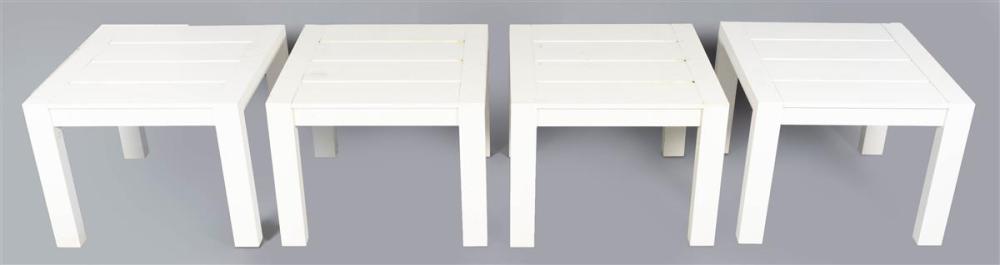 SET OF FOUR WHITE PAINTED METAL DECK