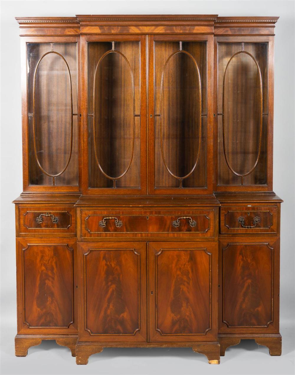 REGENCY STYLE MAHOGANY BREAKFRONTREGENCY