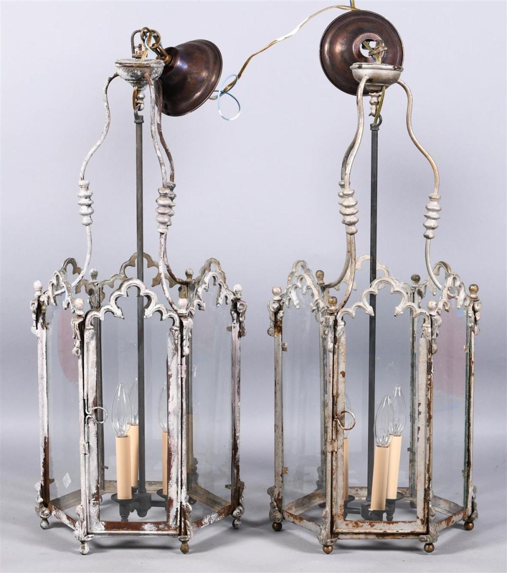 PAIR OF LOUIS XV STYLE METAL LANTERNSPAIR