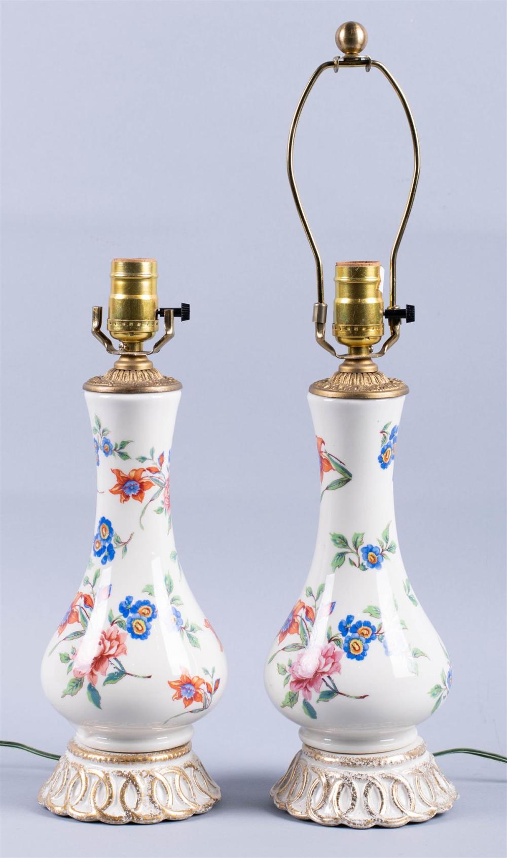 PAIR OF FLORAL DECORATED CERAMIC