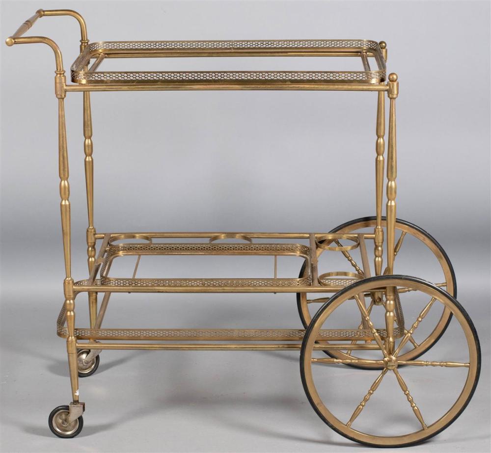 NEOCLASSICAL STYLE BRASS BAR CART,