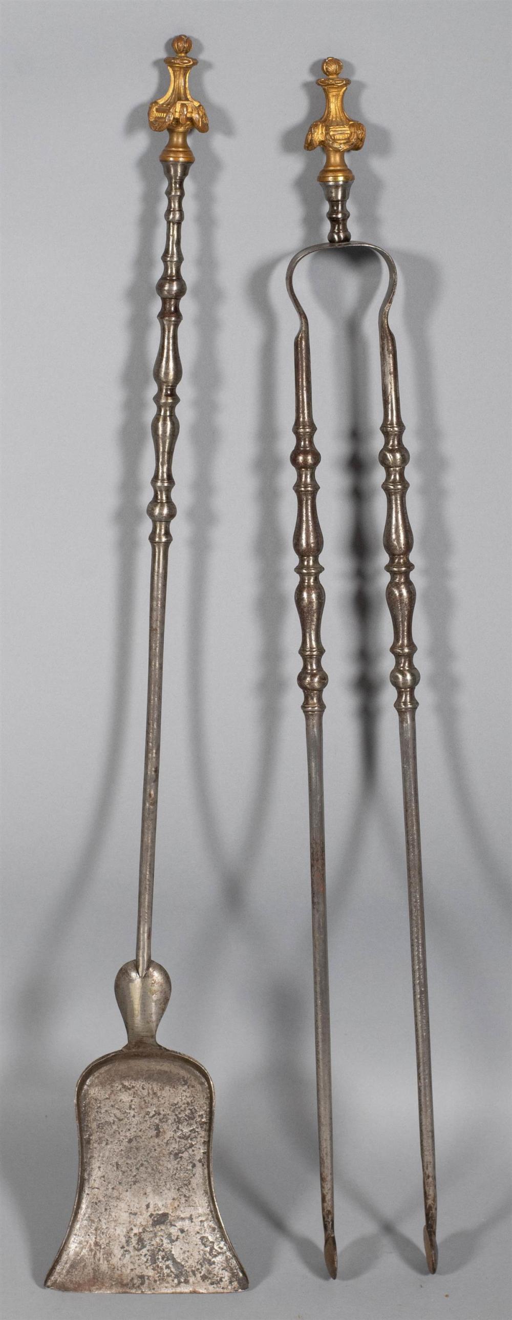 FRENCH SET OF GILT-BRASS AND STEEL
