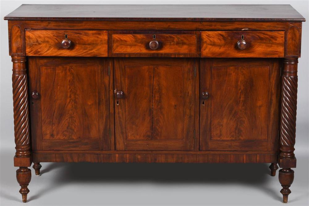 AMERICAN CLASSICAL MAHOGANY SIDEBOARD,