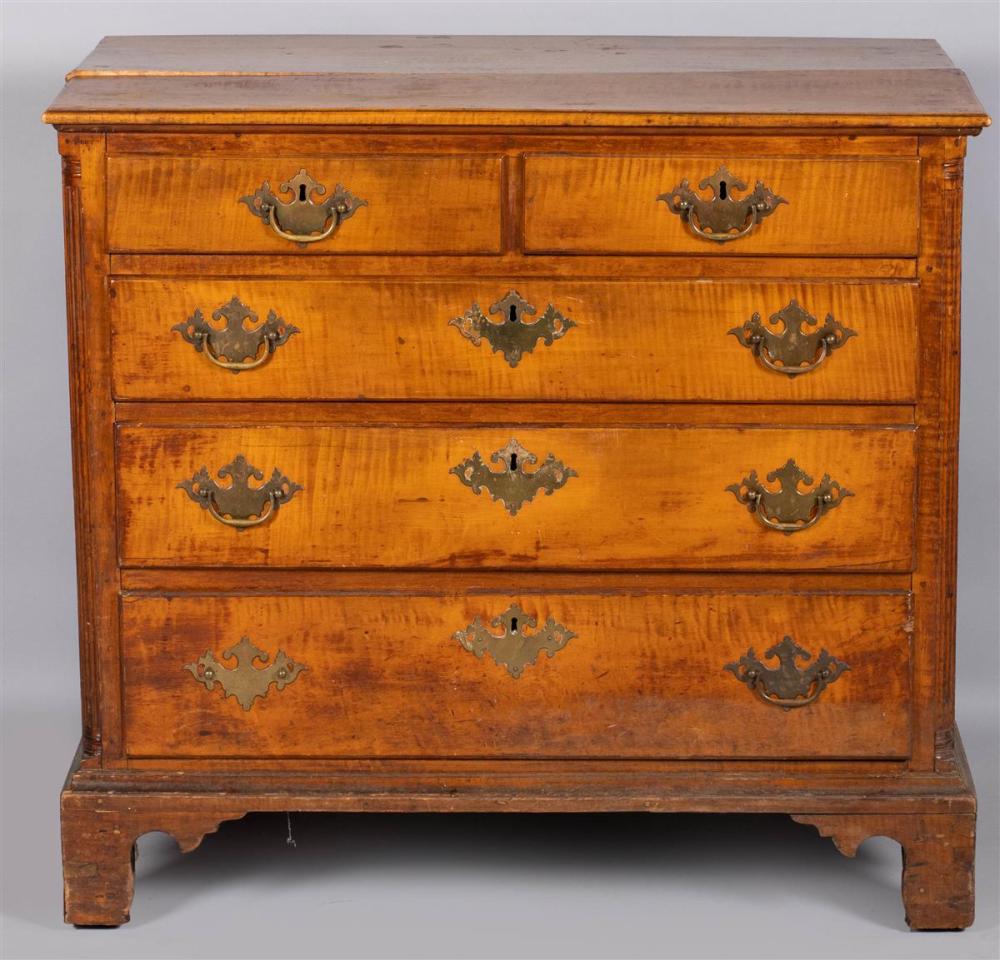 CHIPPENDALE TIGER MAPLE CHEST OF