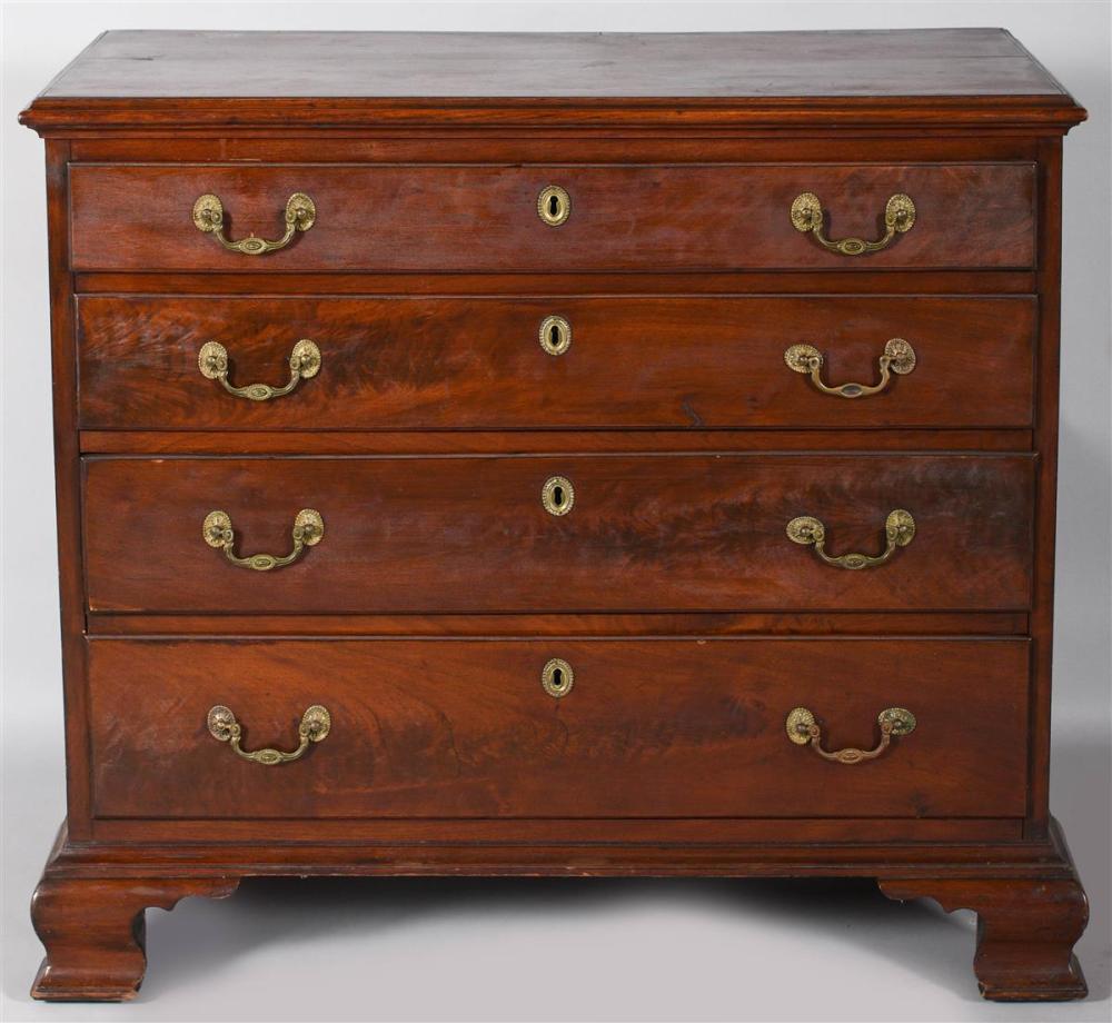 CHIPPENDALE WALNUT CHEST OF DRAWERS,