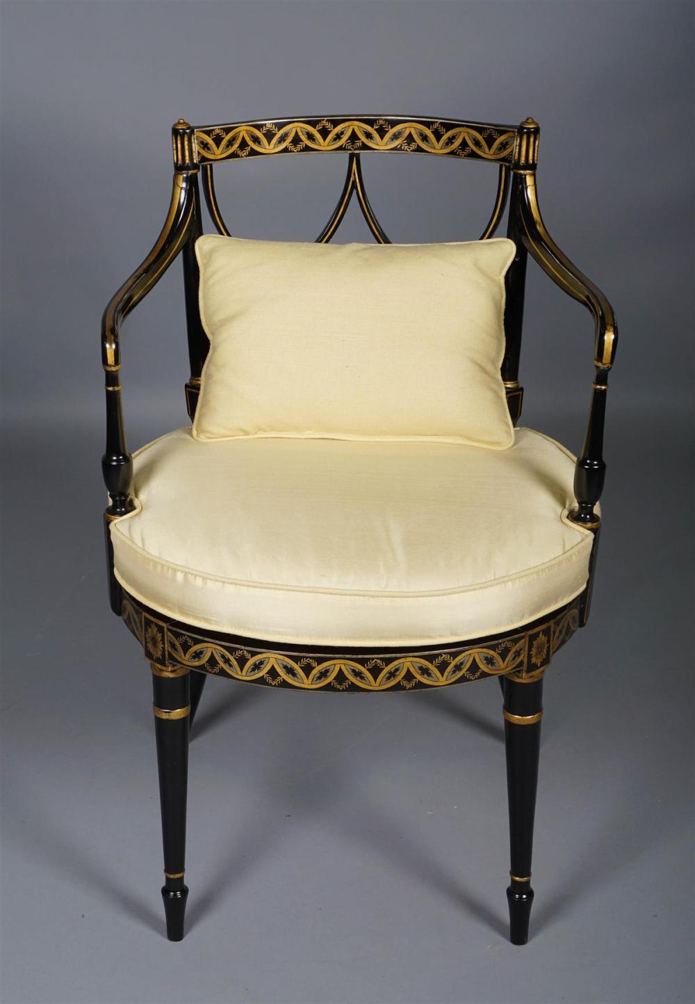 REGENCY GILT DECORATED BLACK PAINTED 33c022