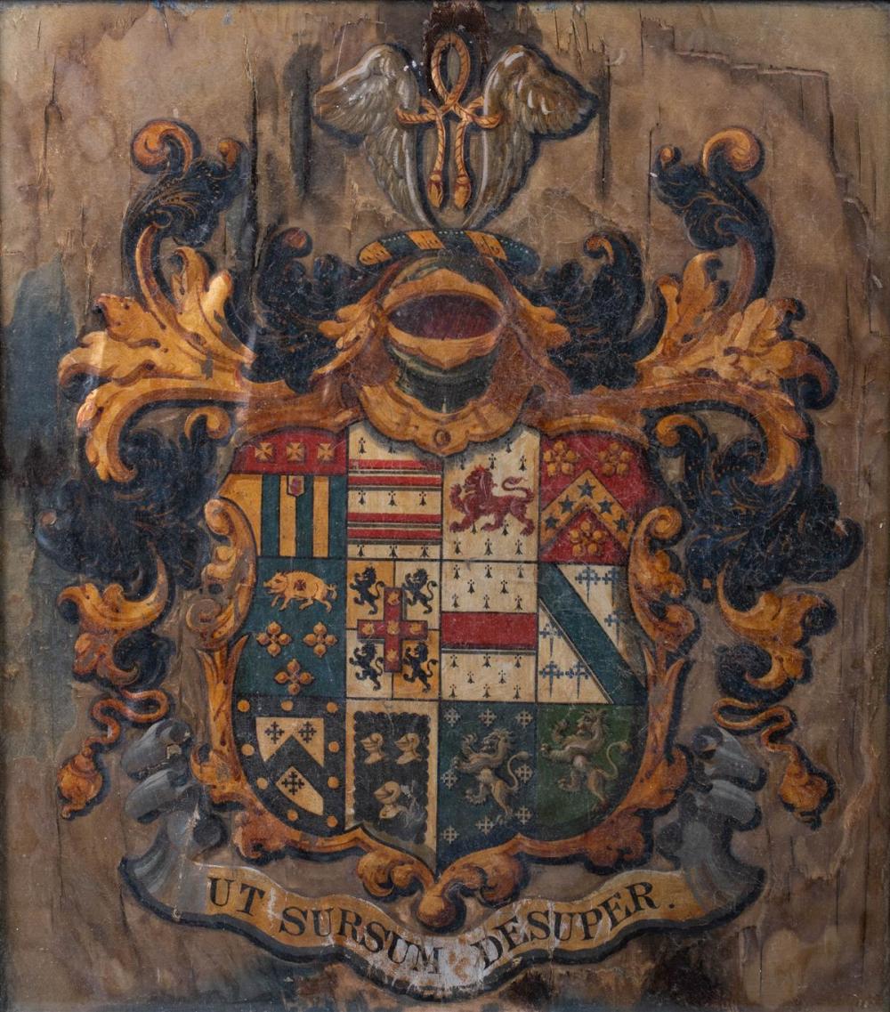 FAMILY HERALDIC COAT OF ARMS PAINTED 33c03e