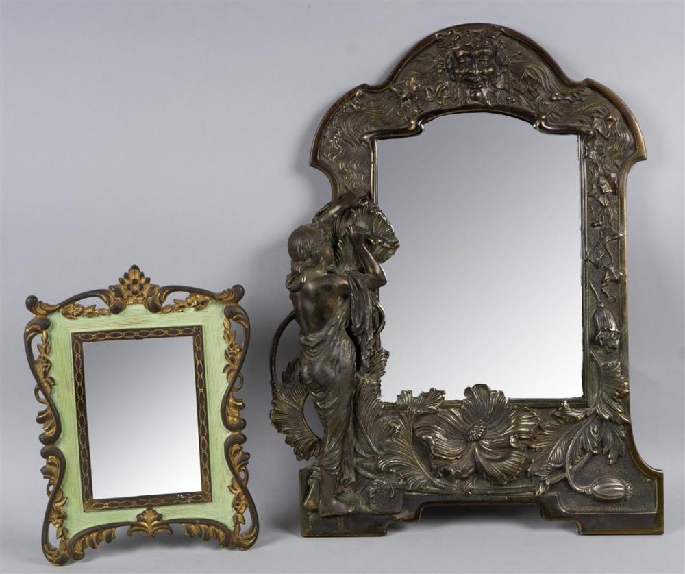 ART NOUVEAU BRASS TABLE MIRROR 33c058