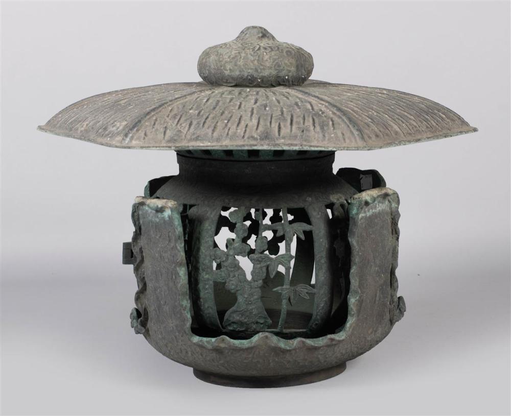 JAPANESE BRONZE GARDEN LANTERN,