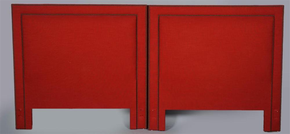 PAIR OF RED UPHOLSTERED HEADBOARDS
