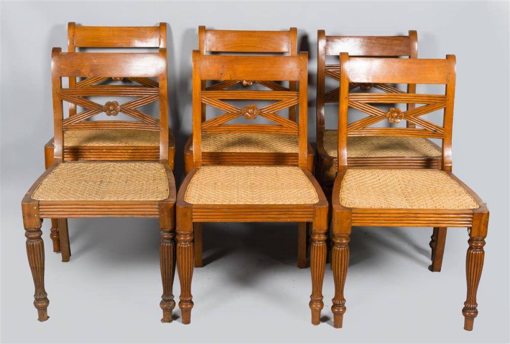 SET OF SIX ANGLO-INDIAN STYLE TEAK