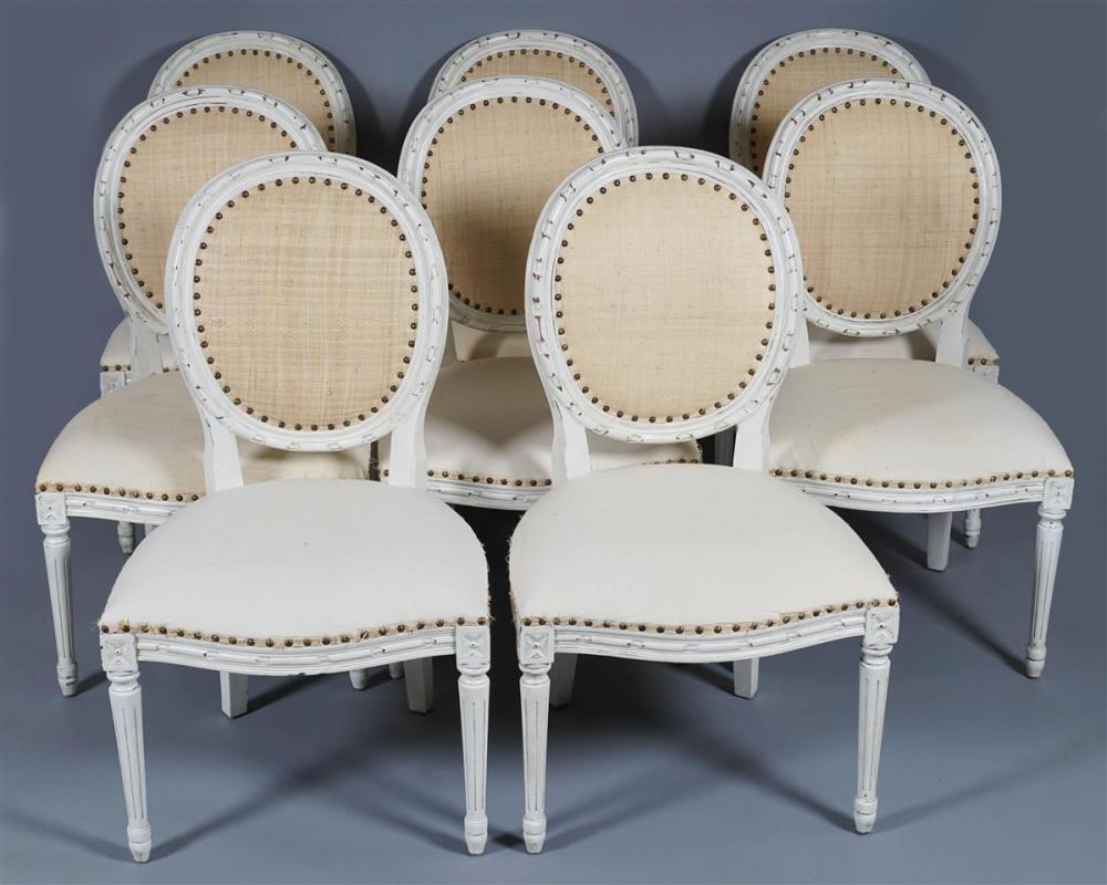 SET OF EIGHT LOUIS XVI STYLE WHITE 33c123