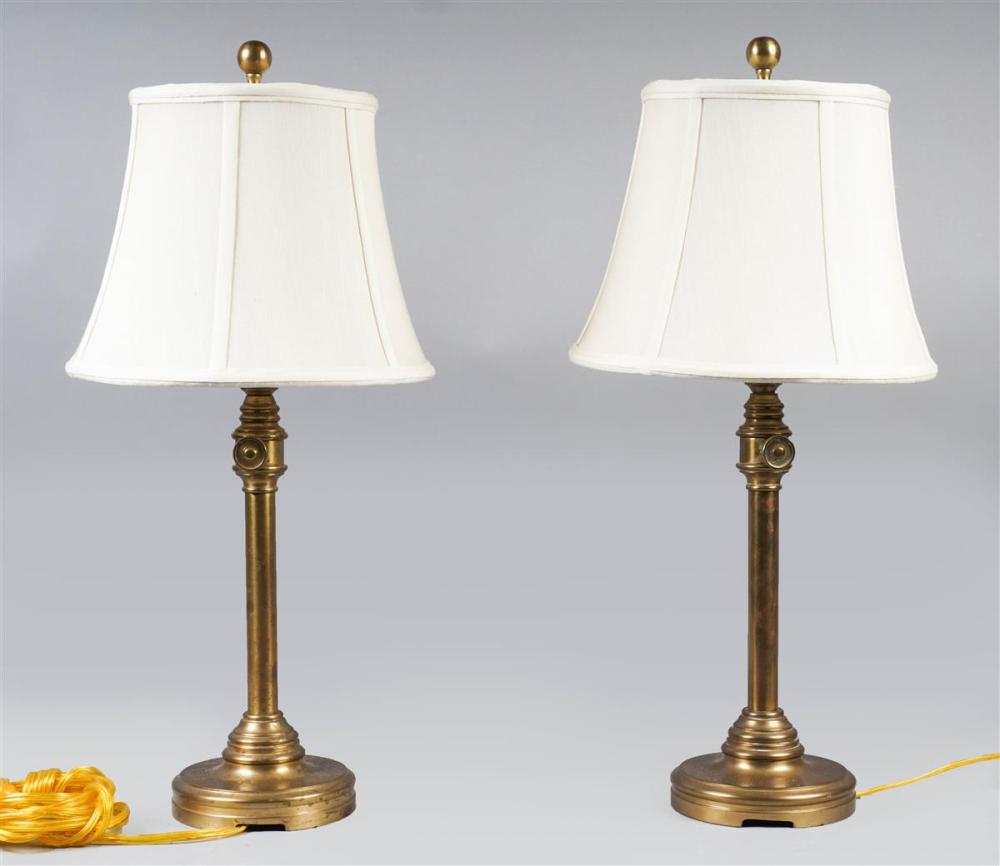 PAIR OF BRASS LAMPSPAIR OF BRASS LAMPS,