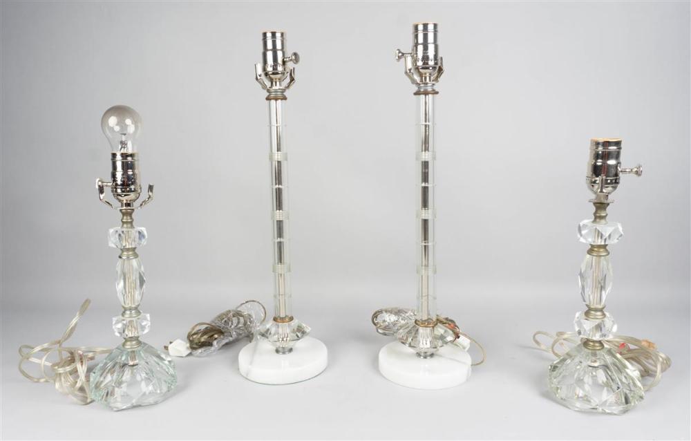 TWO PAIRS OF GLASS TABLE LAMPSTWO 33c137